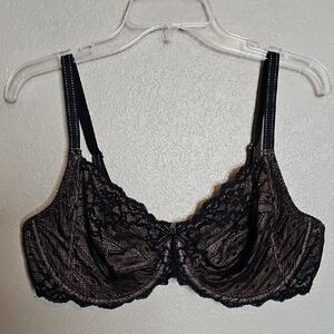 Chantelle 42D Black Lace Unlined Underwire Bra